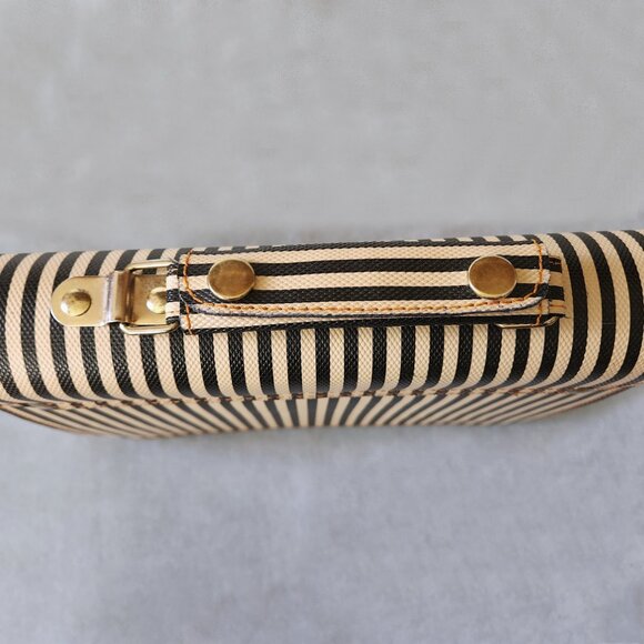 RARE 1970’s Vintage Striped Coated Leather Teens School Book Bag Satchel Korea - Picture 3 of 9